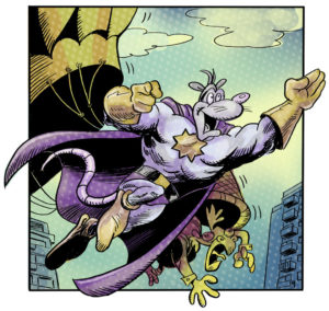 Awesome Possum in action from "Eye Eye Eye." Colour by Tanya Lehoux. 
